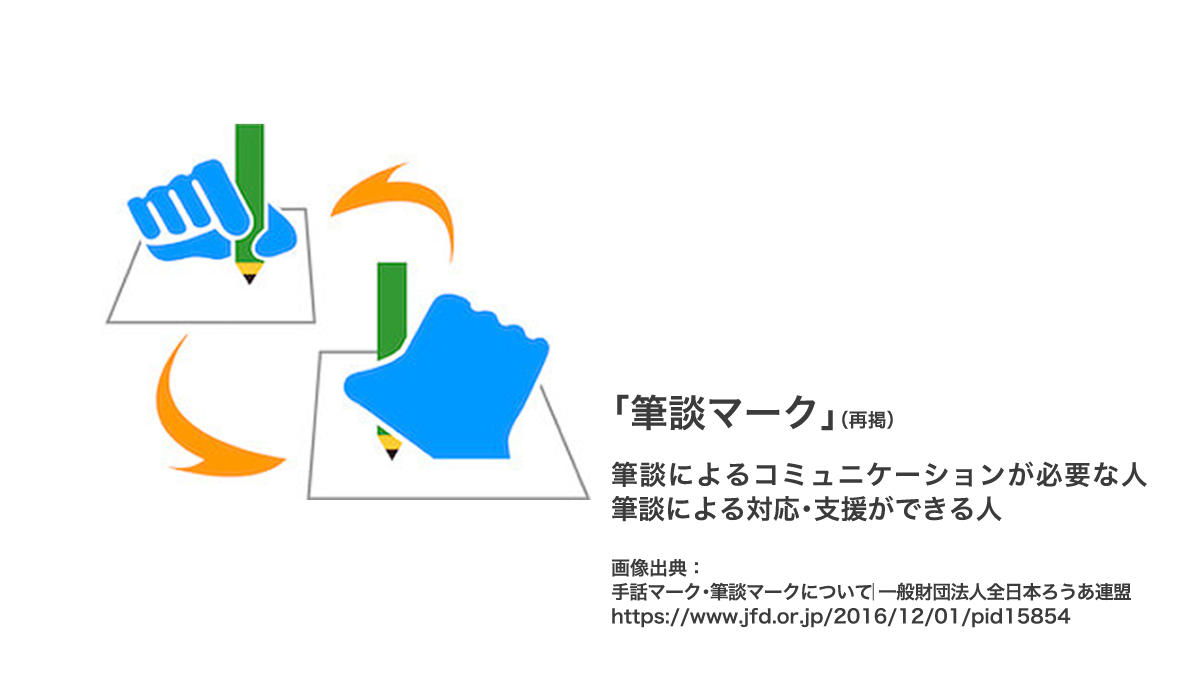筆談マークの画像と説明の図（再掲）。詳しくは、以下本文。